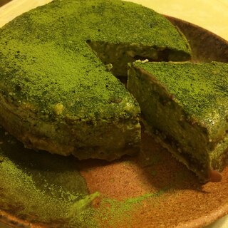 濃厚♡抹茶と小豆のチーズケーキ